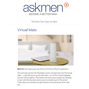 Virtual Mate is Featured as the Best Sex Toys for Men! - AskMen